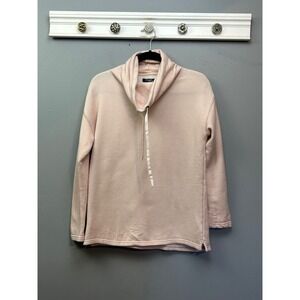 Chaps Womens Cowl Neck Ribbon Drawstring Pullover Sweater Peach Pink Small